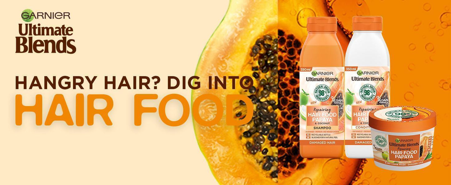 GARNIER Ultimate Blends Repairing Papaya & Amla Hair Food Set - Shampoo / Conditioner / Hair Mask