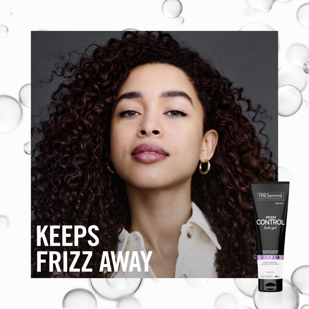 TRESEMME Mega Control Alcohol-Free Hair Gel for 24 Hrs Frizz Control with Coconut Oil (9 oz) - 255 g