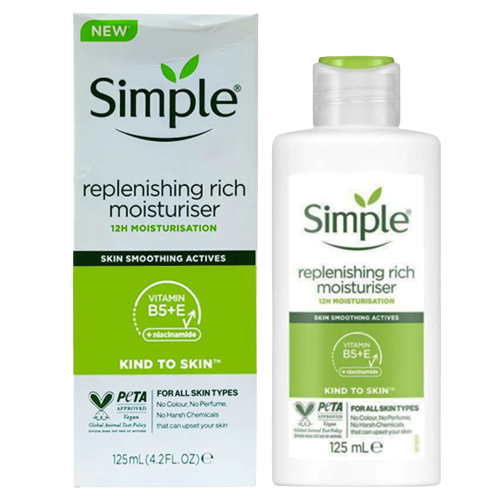 SIMPLE Replenishing Rich Moisturiser with Niacinimide + Vitamin B5+E - 125ml