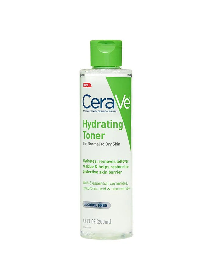 CERAVE Hydrating Toner for Face | Non-Alcoholic with Hyaluronic Acid, Niacinamide, and Ceramides for Sensitive Dry Skin, Fragrance-Free, Non Comedogenic - 200 ml