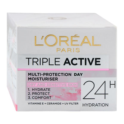 LOREAL PARIS Triple Active Day for Dry Sensitive Skin | Multi Protection Day Moisturizer - 50 ml