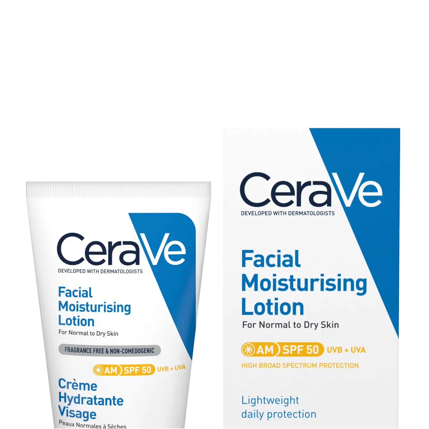 CERAVE AM Facial Moisturising Lotion with Sunscreen SPF50 for Normal to Dry Skin 52ml