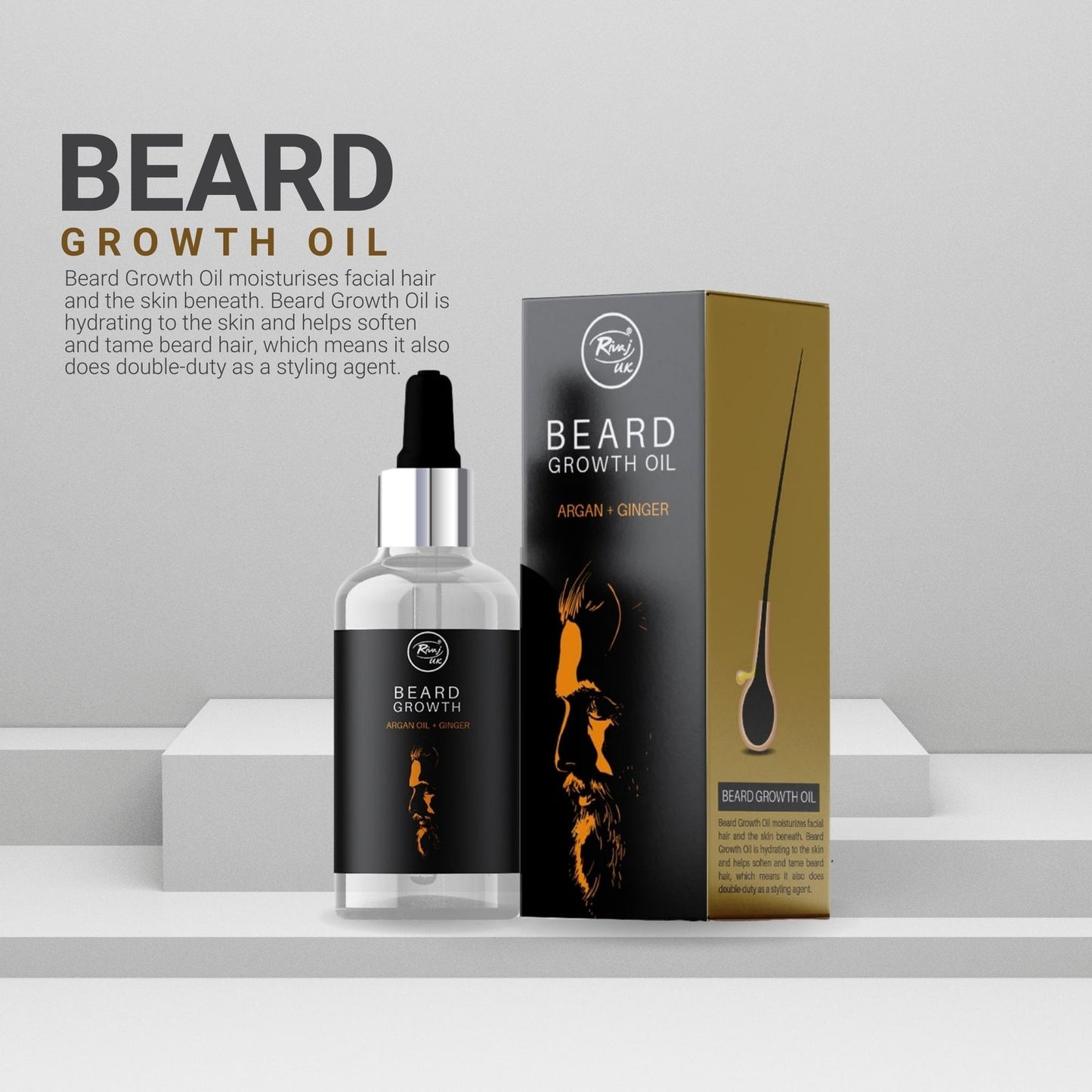 RIVAJ UK Beard Growth Oil with Argan & Ginger - 30ml