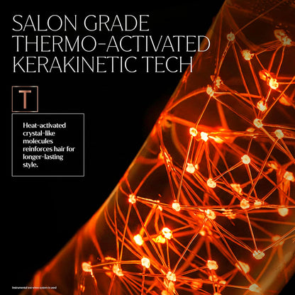 TRESemmé KeraKinetic heat-activated technology graphic; footnote states instrumental testing when the system is used.