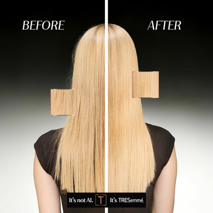 TRESemmé promotional before-and-after comparison of long blonde hair