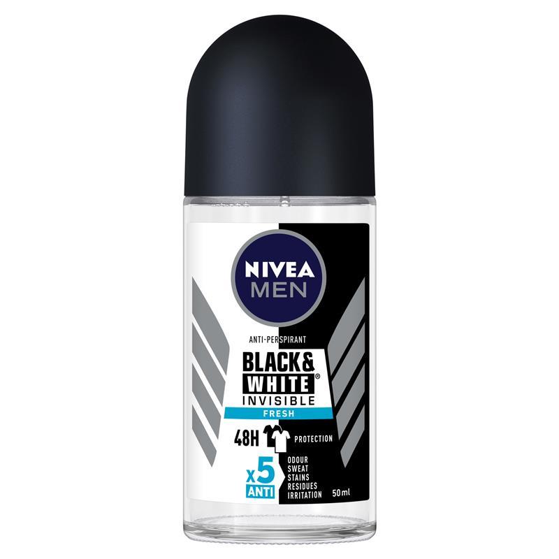 NIVEA For Black & White Invisible Fresh 48 Hours Deodorant Roll On - 50 ml