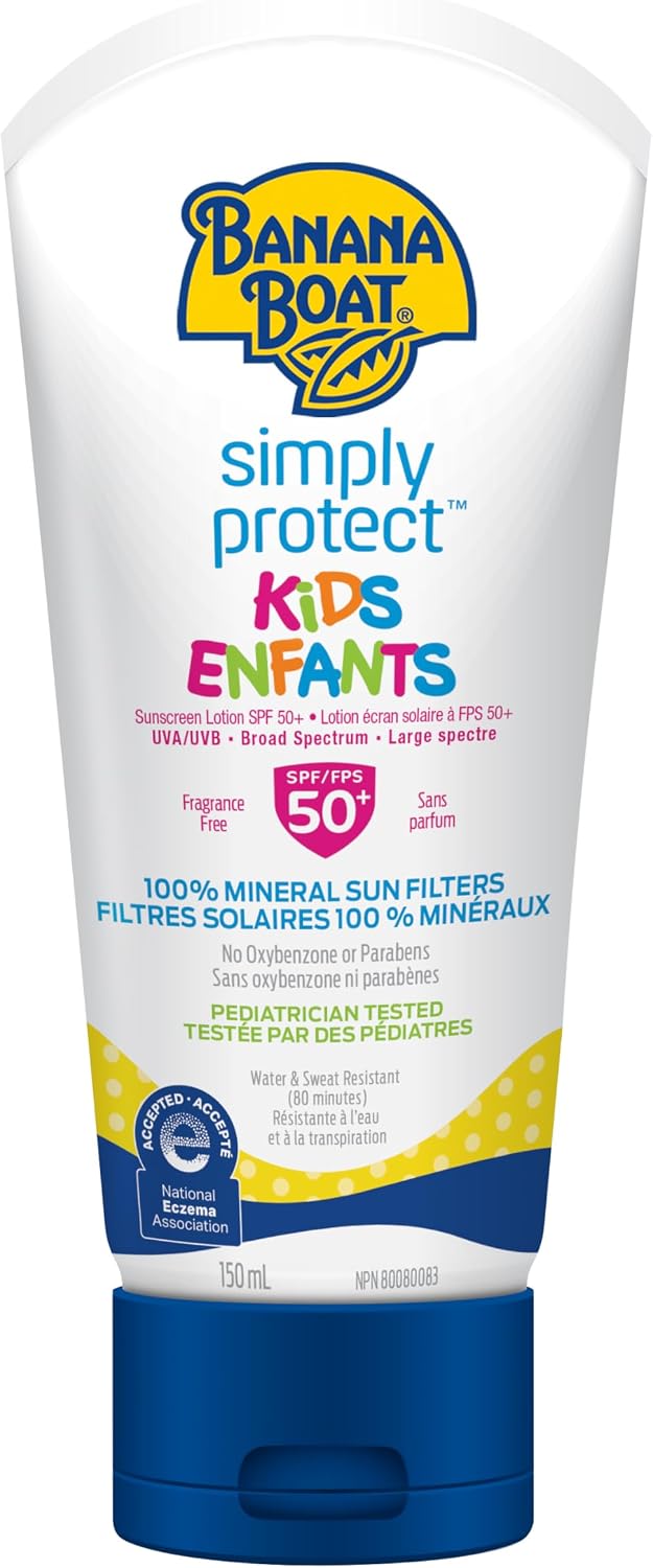 Banana Boat Simply Protect Kids Enfants SPF 50+ Suncreen Lotion - 150ml
