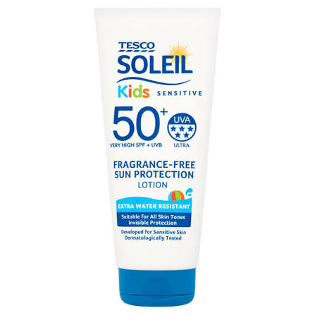 Tesco Soleil Kids Sensitive Fragrance-Free Sun Protection Lotion SPF50+ 200ml