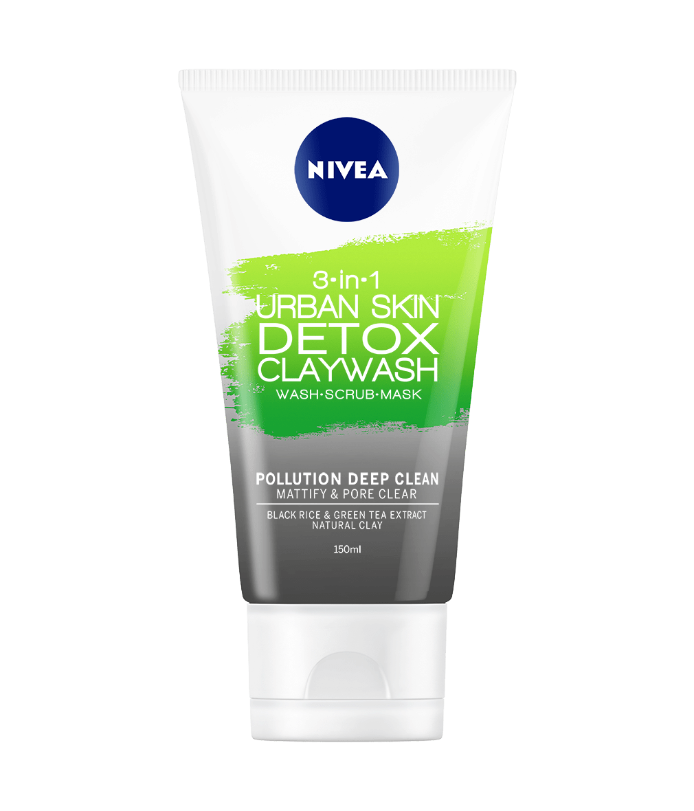 NIVEA 3 in 1 Urban Skin Detox Clay Facial Wash, Matify & Pore Clean - 150ml