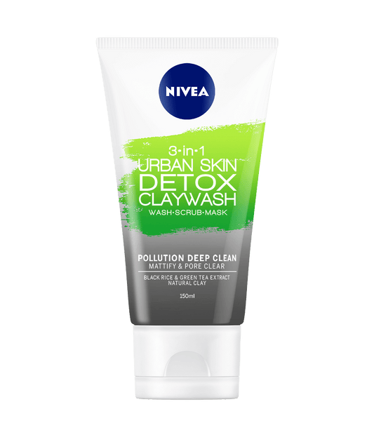 NIVEA 3 in 1 Urban Skin Detox Clay Facial Wash, Matify & Pore Clean - 150ml