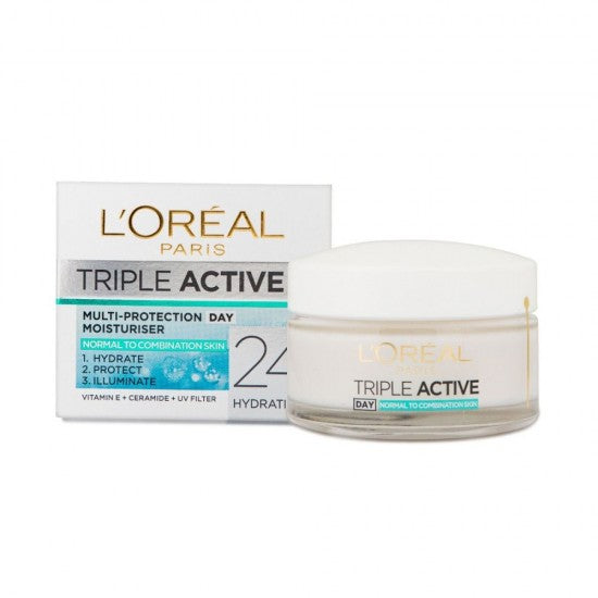 LOREAL PARIS TRIPLE ACTIVE Day Moisturizer Normal to Combination Skin | 24 H protection