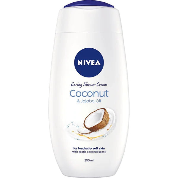 NIVEA Caring Shower Cream Coconut & Jojoba Oil - Soft Skin - 250ml - Made in Germany