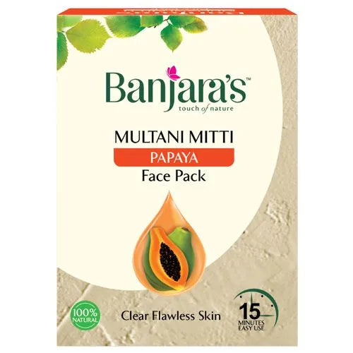 BANJARA'S Multani Mitti + Papaya Face Pack Powder 100gms (5*20gms)