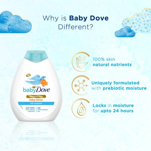 BABY DOVE Rich Moisture Lotion - Sensitive Care, Natural, No Parabens, 400 ml