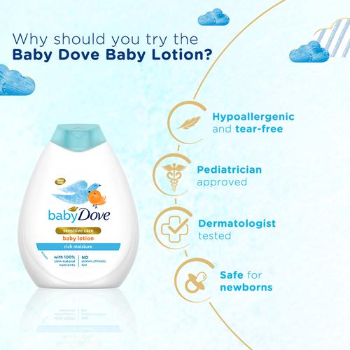 BABY DOVE Rich Moisture Lotion - Sensitive Care, Natural, No Parabens, 400 ml