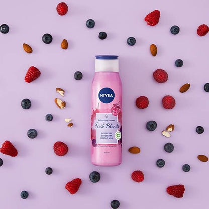 NIVEA Fresh Blends Refreshing Shower with Raspberry, Blueberry & Almond Milk for Beautiful Dewy Skin - 300ml