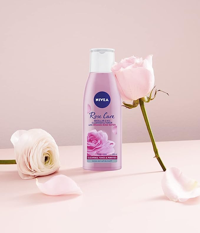 NIVEA Rose Care Micellar 2 in 1 Cleanser & Toner with Organic Rose Water - 200ml