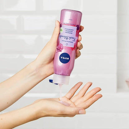 NIVEA Fresh Blends Refreshing Shower with Raspberry, Blueberry & Almond Milk for Beautiful Dewy Skin - 300ml