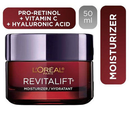 L'OREAL PARIS Revitalift Triple Power Anti-Aging Face Moisturizer, Pro Retinol, Hyaluronic Acid & Vitamin C, Reduce Wrinkles 1.7 Oz  - 48 g