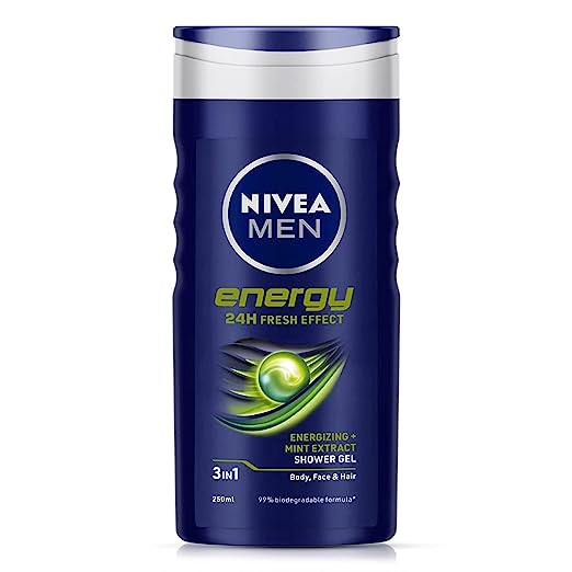 NIVEA Men Energy 3 in 1 Shower Gel with Energizing & Mint Extract - 250ml