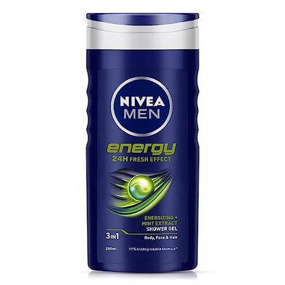 NIVEA Men Energy 3 in 1 Shower Gel with Energizing & Mint Extract - 250ml