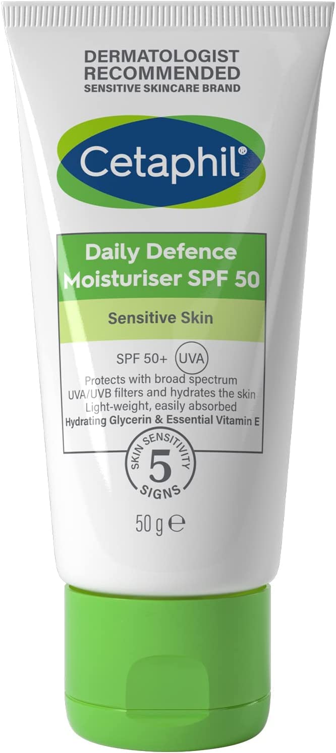 CETAPHIL Daily Defence Moisturizer SPF50+ for Sensitive Skin - 50g