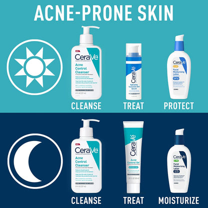 CERAVE Acne Control Gel With AHA & BHA | Clears Acne & Prevent New Breakouts - 40 ml