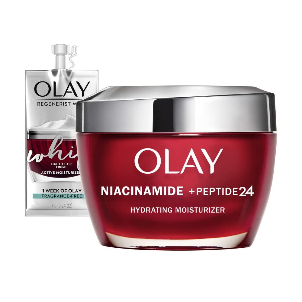 OLAY REGENERIST Niacinamide + Peptide 24 Hydrating Face Moisturizer with Vitamin B3 for Stronger Skin Barrier 1.7 oz, includes Olay Whip Travel Size for Dry Skin - 50 g