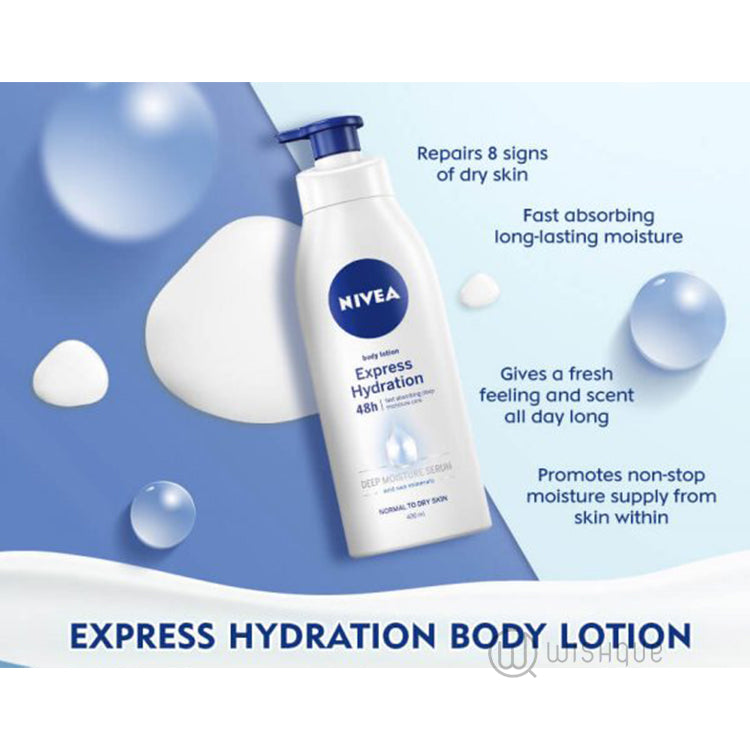 NIVEA EXPRESS Hydration Body Lotion Normal To Dry Skin | 48 Hr Smoother Skin - 400 ml