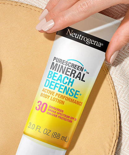 NEUTROGENA Purescreen+ Mineral Beach Defense Active Performance Body Lotion Sunscreen, Broad Spectrum SPF 30 - 88ml