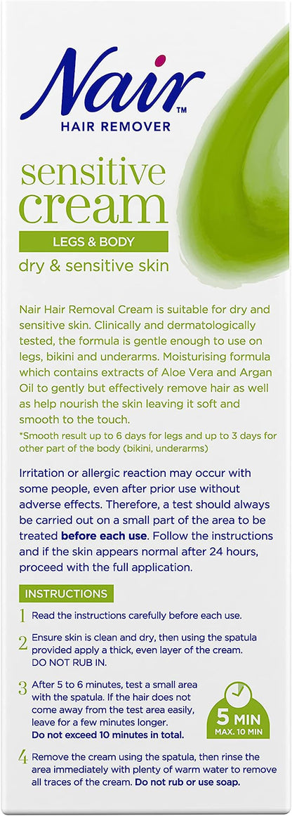 NAIR Hair Removal Cream with Aloe Vera Extract From Natural Origin for Sensitive Skin 200ml