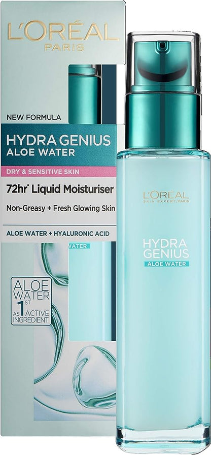 LOREAL Hydra Genius Liquid Care Moisturizer for Dry & Sensitive Skin with Aloe Water & Hyaluronic Acid - 70ml