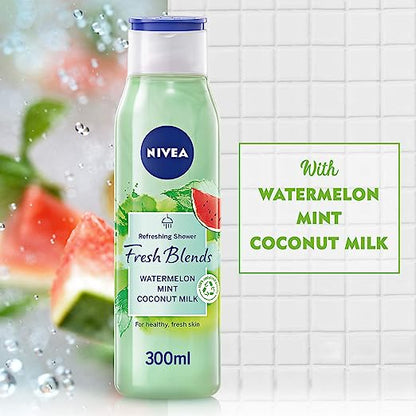 NIVEA Fresh Blends Refreshing Shower with Watermelon, Mint & Coconut Milk for Healthy Fresh Skin Feel - 300ml