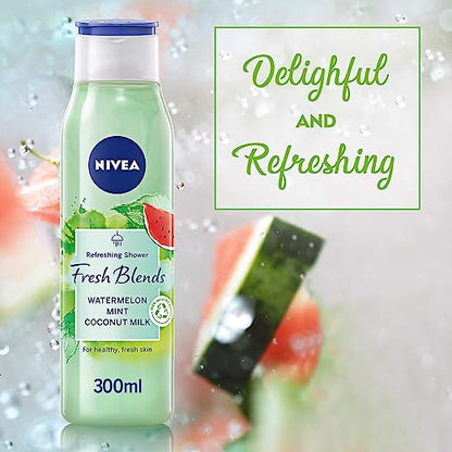 NIVEA Fresh Blends Refreshing Shower with Watermelon, Mint & Coconut Milk for Healthy Fresh Skin Feel - 300ml