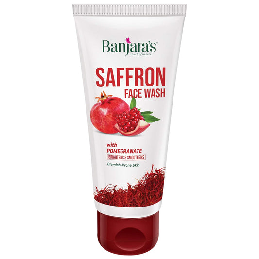 BANJARA'S Saffron Face Wash with Pomegranate Brightens & Soothens for Blemish Prone Skin- 100ml