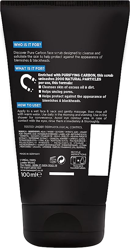 LOREAL Men Expert Pure Carbon Anti-Blackhead Daily Face Scrub 100ml