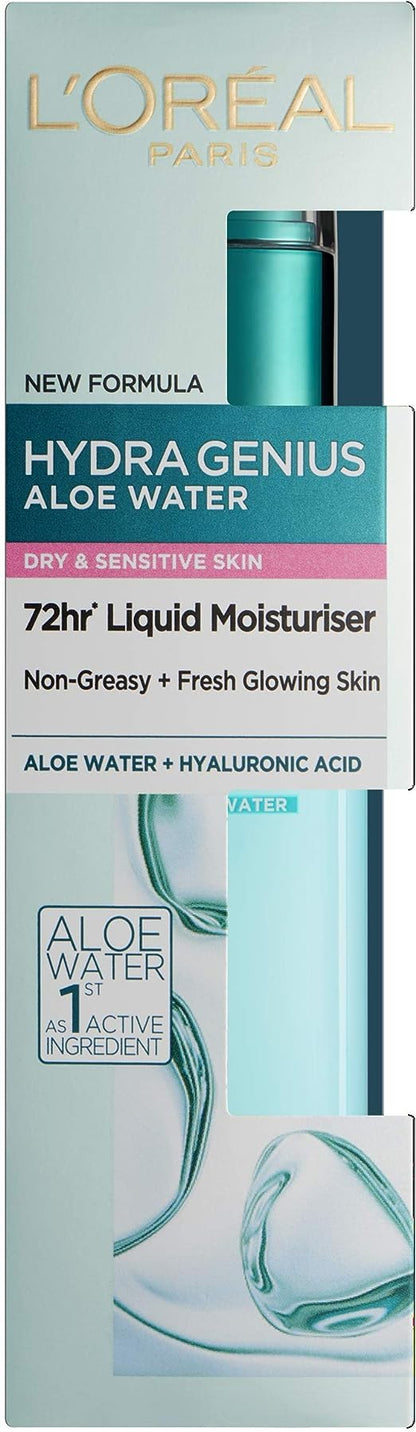 LOREAL Hydra Genius Liquid Care Moisturizer for Dry & Sensitive Skin with Aloe Water & Hyaluronic Acid - 70ml