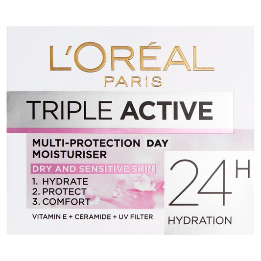 LOREAL PARIS Triple Active Day for Dry Sensitive Skin | Multi Protection Day Moisturizer - 50 ml