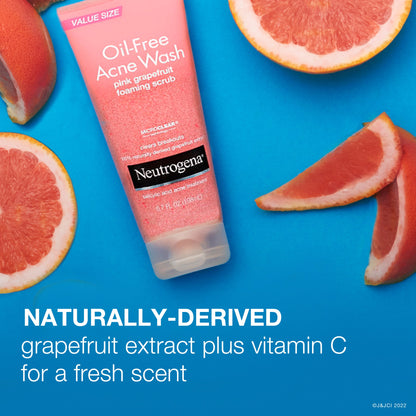 NEUTROGENA Oil-Free Acne Wash Foaming Scrub, Pink Grapefruit - 124 ml