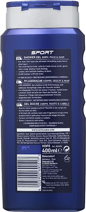 NIVEA Men Sport 3 in 1 Revitalizing with Minerals Shower Gel 400ml