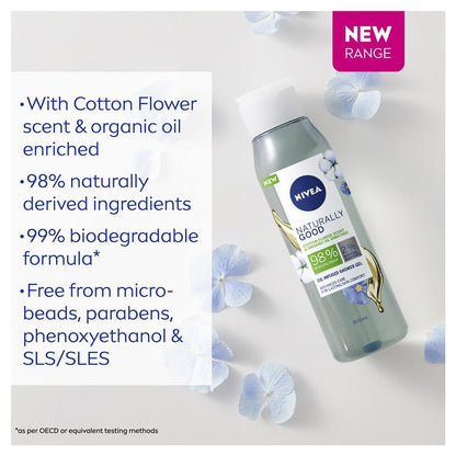 NIVEA Naturally Good Cotton Flower & Organic Oil Infused Shower Gel - 300 ml