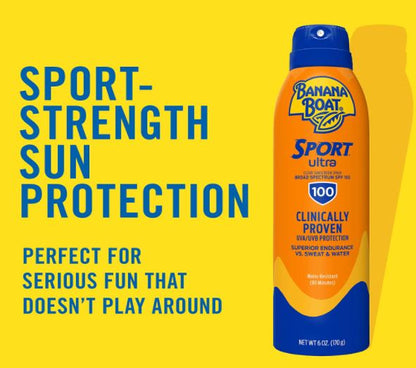 BANANA BOAT Sport Ultra SPF 100 Sunscreen Spray, 6oz | High SPF & Water Resistant - 170 g