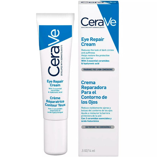 CERAVE Eye Repair Cream for Dark Circles, Puffiness & Wrinkles with Hyaluronic Acid & Ceramides (MVE Delivery Technology) - 14ml