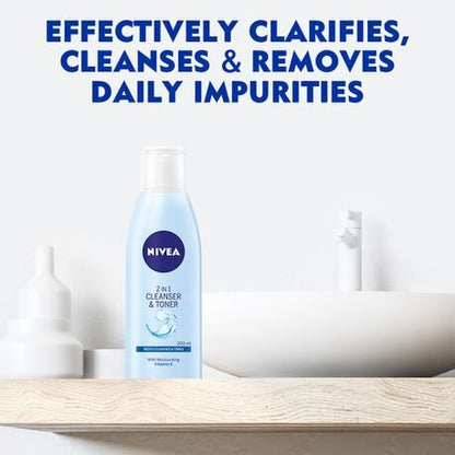 NIVEA Daily Essentials 2-in-1 Cleanser & Toner with Moisturizing Vitamin E - 200ml