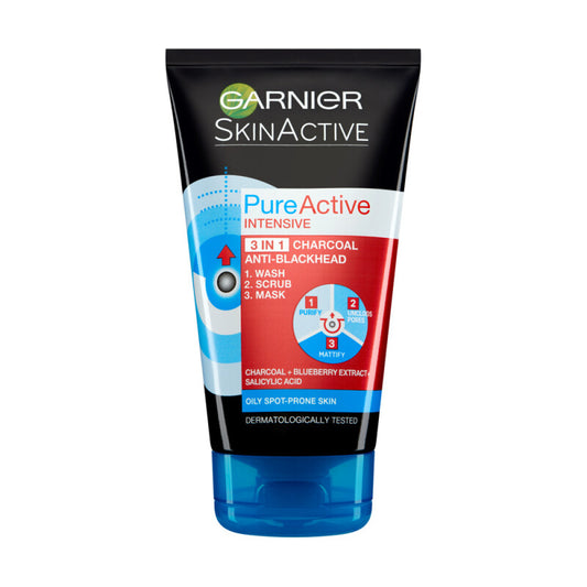 GARNIER Pure Active 3-in-1 Facial Cleanser Charcoal - 150 ml