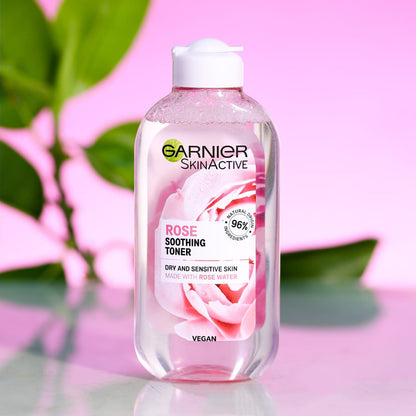 GARNIER Skinactive Rose Soothing Toner for Dry & Sensitive Skin with Rose Water - 200ml