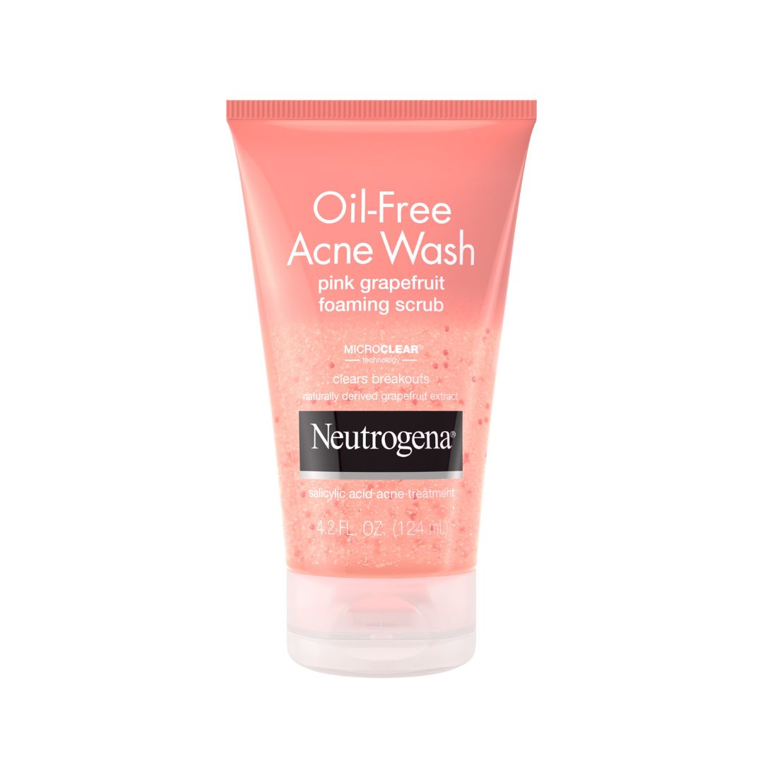 NEUTROGENA Oil-Free Acne Wash Foaming Scrub, Pink Grapefruit - 124 ml