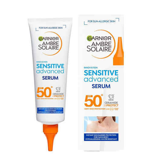 GARNIER AMBRE SOLAIRE Sensitive Advanced Serum for Face & Body, with SPF 50+ - 125 ml