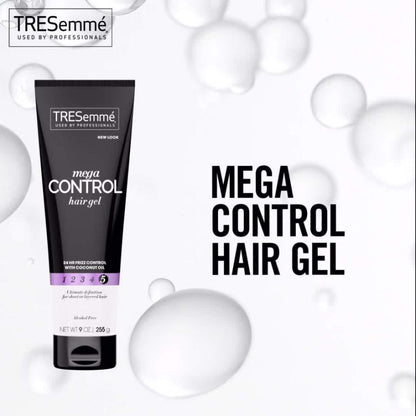 TRESEMME Mega Control Alcohol-Free Hair Gel for 24 Hrs Frizz Control with Coconut Oil (9 oz) - 255 g