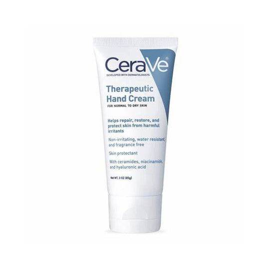 CERAVE Therapeutic Hand Cream for Dry Cracked Hands With Hyaluronic Acid and Niacinamide | Fragrance Free - 85g